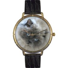 Whimsical Watches N0120039 Women'S N0120039 Himalayan Cat Black Leather And Goldtone Photo Watch