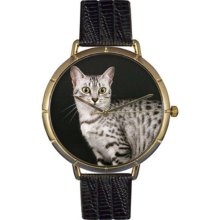 Whimsical Watches N0120041 Women'S N0120041 Egyptian Mau Cat Black Leather And Goldtone Photo Watch