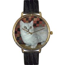 Whimsical Watches N0120047 Women'S N0120047 Munchkin Cat Black Leather And Goldtone Photo Watch