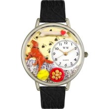 Whimsical Watches Silver Steel Whims-U0130047 Unisex U0130047 Irish Setter Black Skin Leather Watch