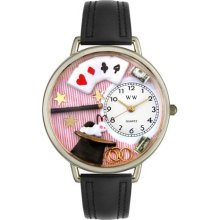 Whimsical Watches Silver Steel Whims-U0420006 Unisex U0420006 Magic Black Padded Leather Watch