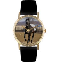 Whimsical Watches Unisex Appaloosa Horse Photo Watch with Black Leather Color