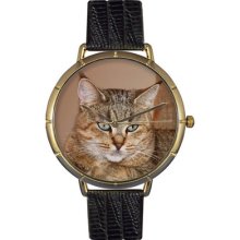 Whimsical Watches Unisex Pixie Bob Cat Photo Watch with Black Leather