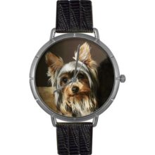 Whimsical Watches Women s Yorkie Quartz Black Leather Strap Watch