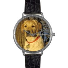 Whimsical Watches Women s Yellow Labrador Retriever Quartz Black Leather Strap Watch