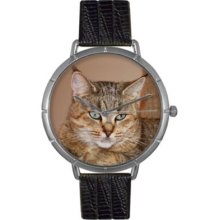 Whimsical Watches Women s Pixie Bob Cat Quartz Black Leather Strap Watch