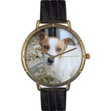 Whimsical Watches Women s Jack Russel Quartz Black Leather Strap Watch