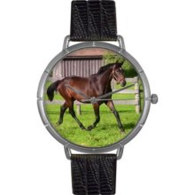 Whimsical Watches Women s Hanoverian Horse Quartz Black Leather Strap Watch