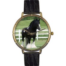 Whimsical Watches Women s Gypsy Banner Horse Quartz Black Leather Strap Watch