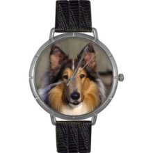 Whimsical Watches Women's Japanese Quartz Collie Black Leather Strap Watch GOLD