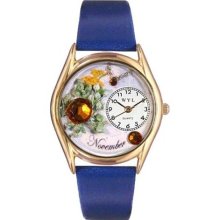 Whimsical Womens Birthstone: November Royal Blue Leather And Gold ...