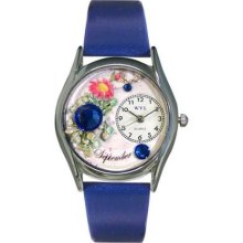 Whimsical Womens Birthstone: September Royal Blue Leather Watch #557994