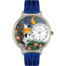 Whimsical Women's 'Cats Night Out' Theme Royal Blue Leather Watch