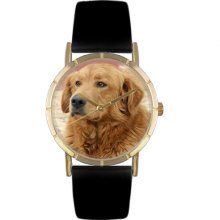 Whimsical Women's Golden Retriever Photo Watch (Gold)