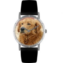 Whimsical Women's Golden Retriever Photo Watch (Silver)