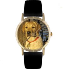 Whimsical Yellow Labrador Retriever Photo Watch (Gold)