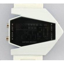 White Aircraft Shape Sports Led Digital Date Chronograph Wrist Watches