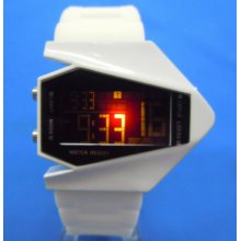 White Fighter Plane Oversized Stylish Cool LCD Stopwatch Sport Men Wrist Watch