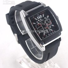 Wholesale 4pcs Men's Black Face Day Date Pu Band Square Case Automat