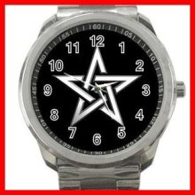 Wicca Pentagram Pentacle Star Witch Silvertone Sports Metal Watch 160