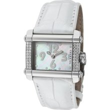 Women's Actor White Diamond (0.31 ctw) White MOP Dial White Croco ...