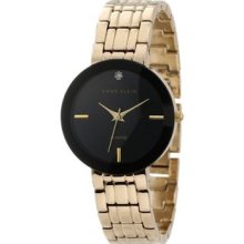 Women's AK/1110BKGB Diamond Dial Black Wall-To-Wall Gold-Tone