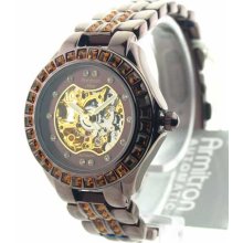 Womens Armitron Steel Automatic Crystal MOP Watch 75-3787BNIB