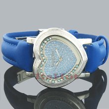 Womens Diamond Watch 0.12ct Blue Techno Swiss