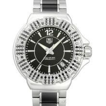 Women's Formula 1 Diamonds Stainless Steel Case Ceramic Bracelet Black Tone Dial