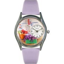 Women's Gardening Lavender Leather and Silvertone Watch in Silver ...