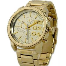 Women's Gold Tone Stainless Steel Case and Bracelet Chronograph Gold T