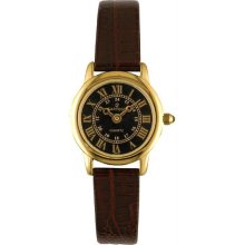 Women's Gold Tone Toledo Dress Watch Black Dial Strap