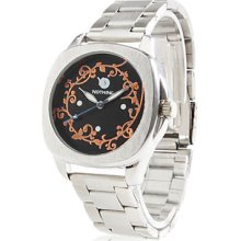 Women's Golden Flowers Style Alloy Analog Quartz Wrist Watch (Silver)