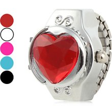 Women's Heart Shaped Alloy Analog Quartz Ring Watch (Assorted Colors)