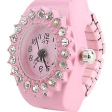 Women's Pink Style Alloy Analog Quartz Ring Watch (Pink)