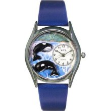 Womens Whales Royal Blue Leather & Silvertone Watch - S-0140001