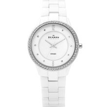 Women's white skagen ceramic crystal watch 347lwsxc