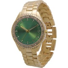 Women's Xhilaration Metal Bracelet with Green Dial and Stones Watch -