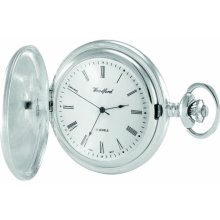 Woodford Mechanical Full-Hunter Pocket Watch, 1047, Men's Sterling Silver Roman Dial With Albert (Suitable For Engraving)