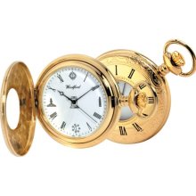 Woodford Quartz Half-Hunter Pocket Watch, 1213, Men's Gold-Plated Masonic Dial (Suitable For Engraving)