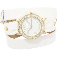 Xoxo Watch Women's Watch Xo5612 White Double Wrap Rhinestones Bezel Ladies Watch