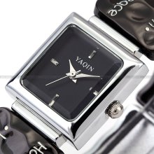 Yaqin Square Case Lady Women Silver Bracelet Quartz Wrist Watch Koo_titina