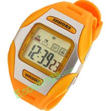 Yellow Digital LCD Plastic Wrist Sports Alarm Quartz Watches