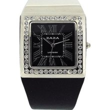 Zaza London Crystal Embedded Black Dial Ladies Watch Llb861