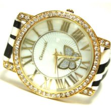 Zebra Strap Funky Butterfly Pearl Women Watch Bugz