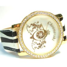 Zebra Strap Ladies Crystal Trendy Bling Watches Ftgz