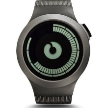 Ziiiro Mens Saturn Digital Stainless Watch - Gunmetal Mesh Bracelet - Black Dial - Z0008WG