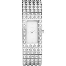 $155 Dkny Ny8243 Stainless Steel Bling Glitz Crystal Expansion Bracelet Watch