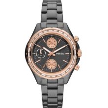 $175 Fossil Women's Gunmetal Rose Gold Chronograph Watch Ch2825