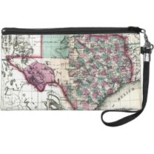 1866 Antiquarian Map of Texas by SchÃ¶nberg & Co. Wristlet